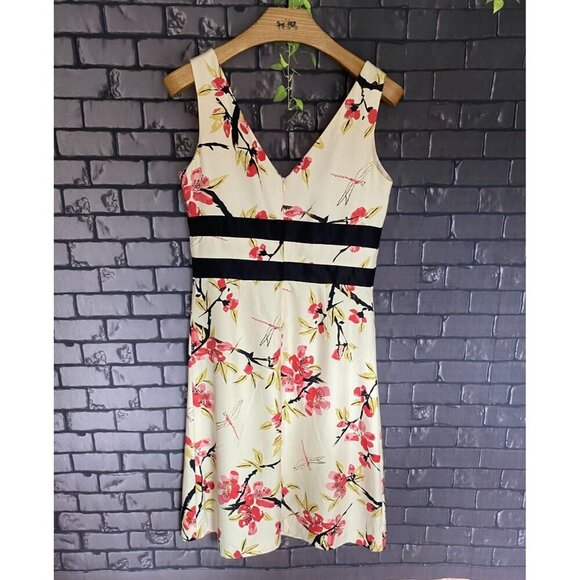 Donna Ricco Y2K New York 100% Silk Cherry Blossom Floral Empire Waist Sheath 6 - Picture 2 of 6